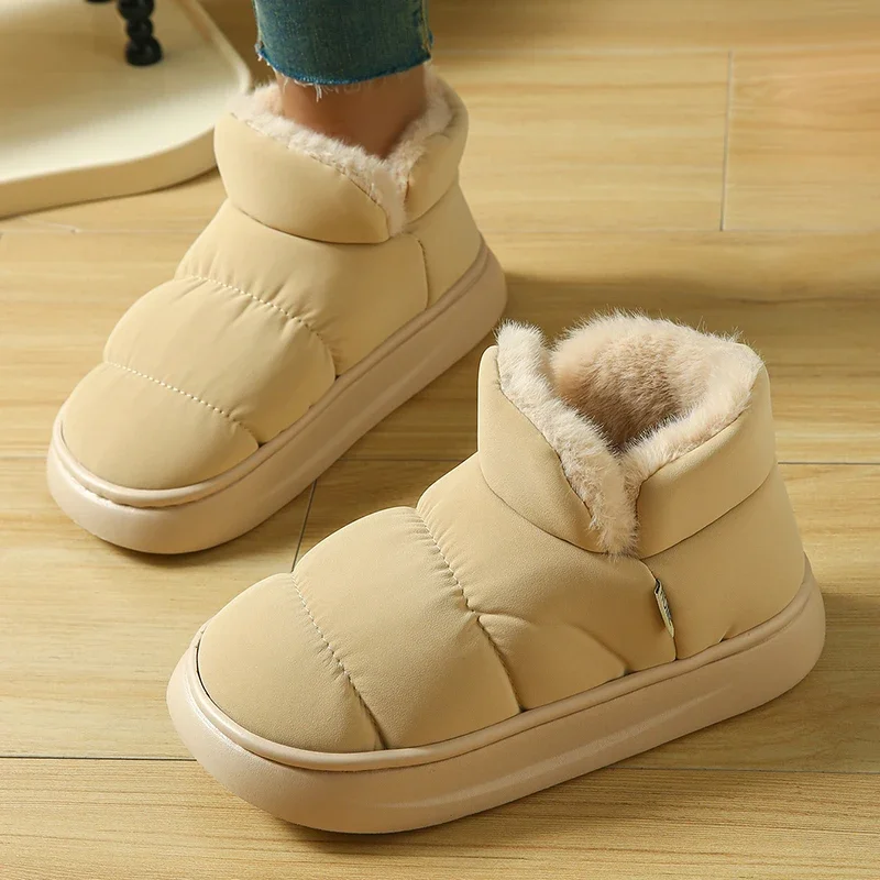 2027 Winter Non Slip Thick Sole Cotton Padded Shoes Woman Fleece Lined Warm Short Boots Waterproof Thick Plush Snow Boots Women