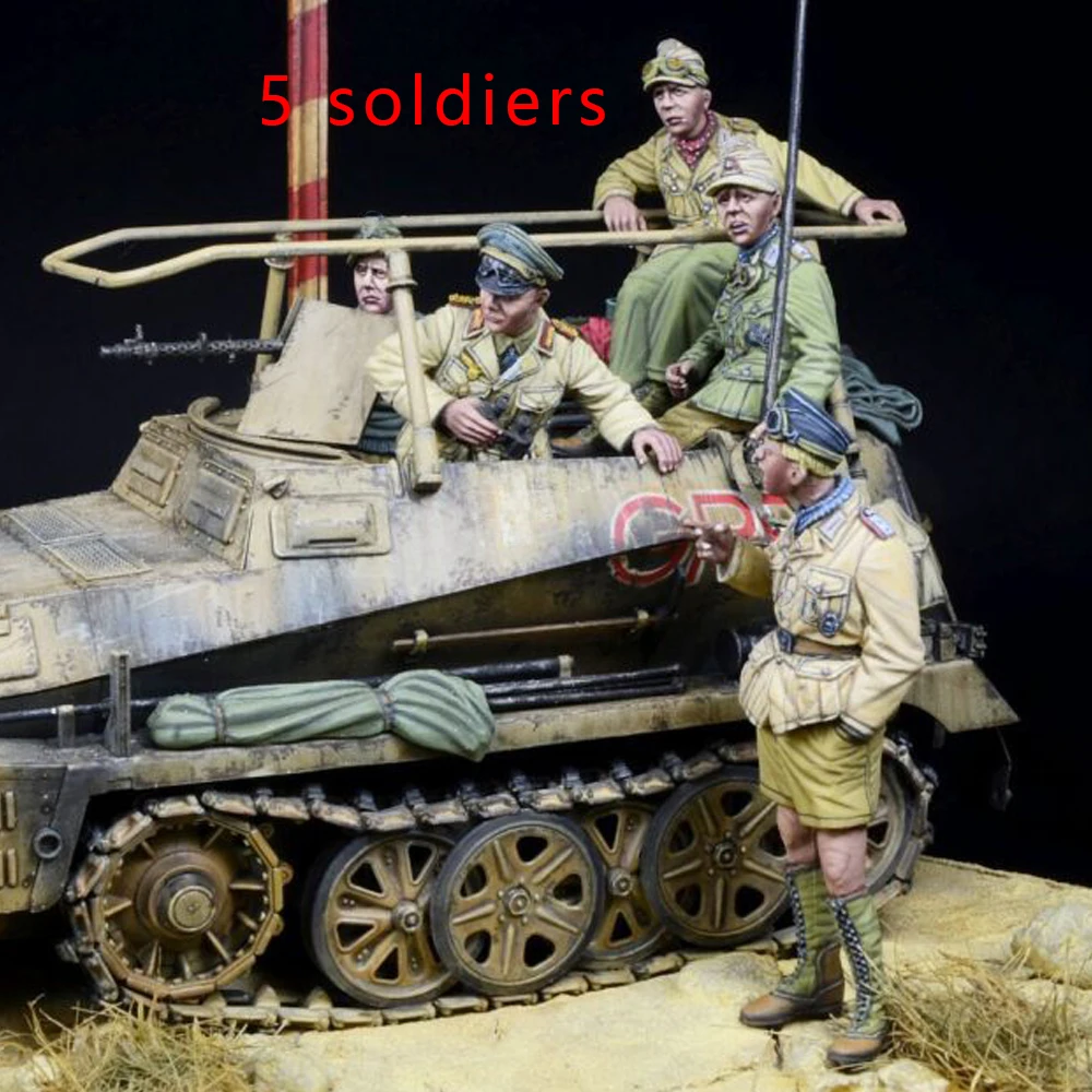 1/35 Nord Africa 1941-42, , 5 soldiers, Resin Model figure Soldier,  Military themes, Unassembled and unpainted kit