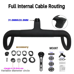 T1000 road Carbon Handlebar 28.6mm 31.8mm Integrated Cockpit Di2 Handlebar road Bike 380/400/420/440mm Bicycle Internal line