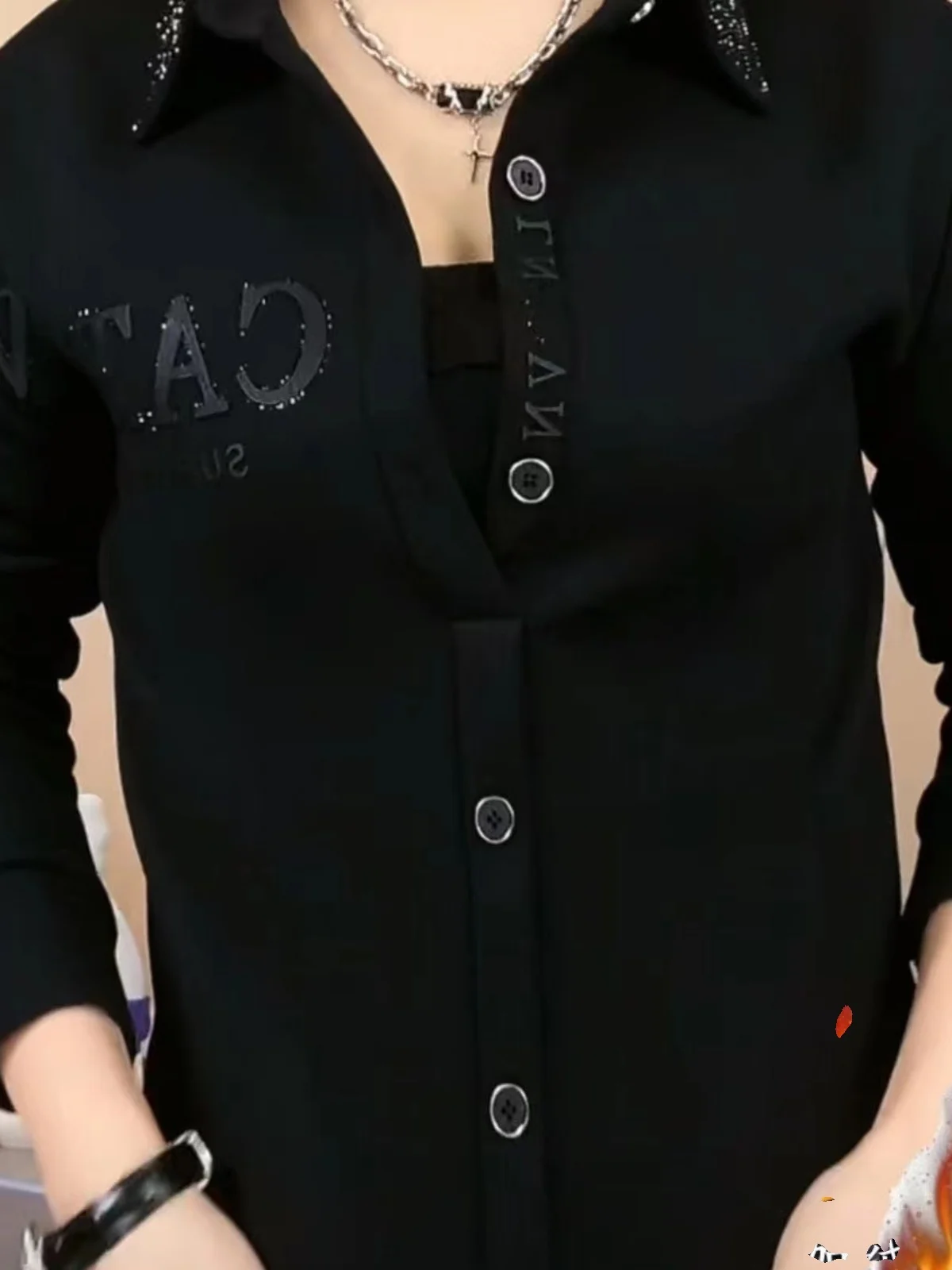 

Мужская модная брендовая зимняя одежда Fce Lined Thiened irt с бриллиантами, инкрустированная бриллиантами, роскошная мужская одежда