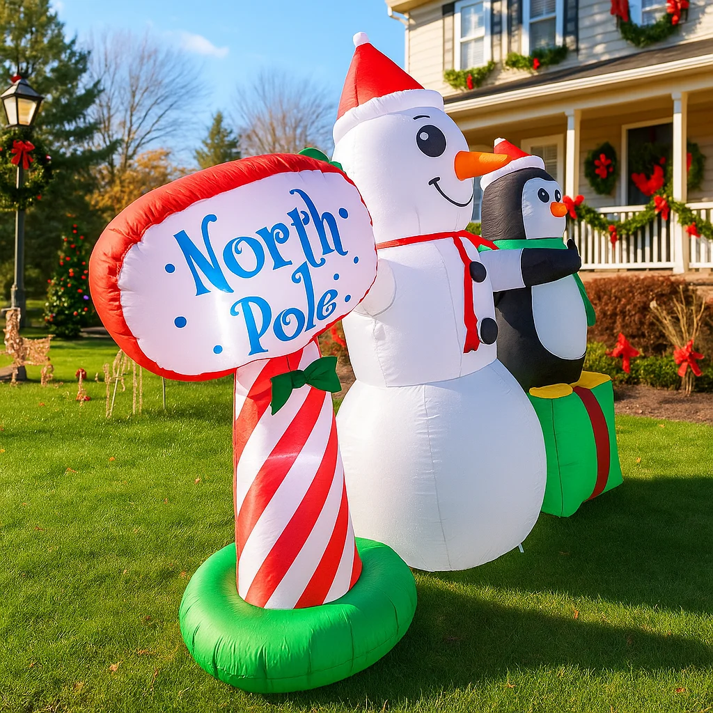 2,2 M/7,2 pies muñeco de nieve inflable pingüino poste Norte luces LED decoración del hogar juguetes patio adornos de Navidad suministros de decoración al aire libre