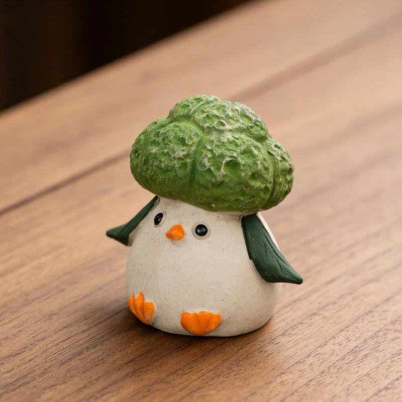 Purple Clay Tea Pet Chicken Bird Penguin Broccoli Figurine Creative Raisable Tea Play Tea Set Accessories Decor Table Ornament