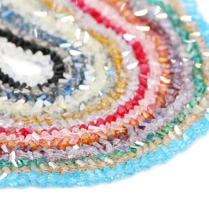 90pcs Triangle Austrian Crystal Glass Beads Spacer Loose Beads For Jewelry Making Bracelets & Bangles Necklace DIY 4mm 6mm 8mm