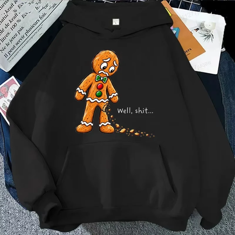 2026 Funny Gingerbread Man Christmas Hooded Hoodies Cartoon Graphic Sweatshirts Xmas Holiday Casual Tracksuits Novelty Gift Tops