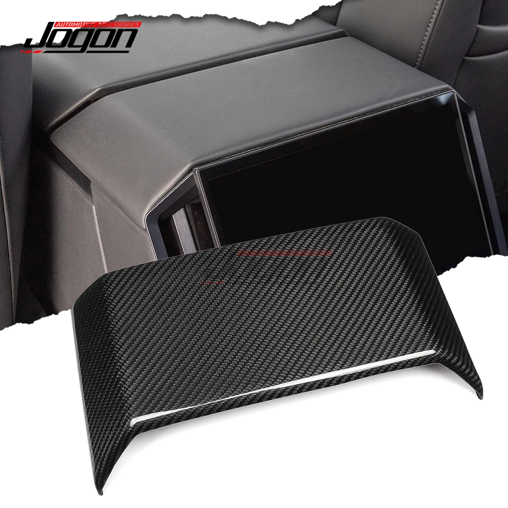 For Tesla Cybertruck Cyberbeast 2024 2025 Carbon Fiber Car Interior Rear Display Screen Upper Frame Cover Trim Accessories