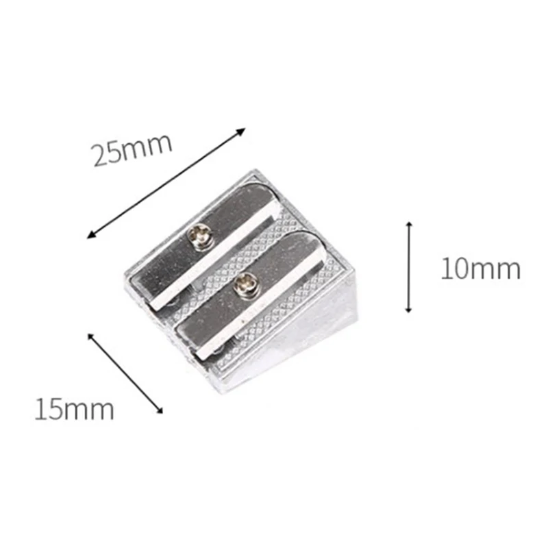 1pc/5pcs Silver Sharpener Metal Bevelled Double Hole Art Drawing Pencil Sharpener School Office Sharpener Stationery Supplies