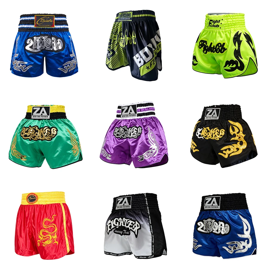 Professional Muay Thai Shorts Premium Thai Boxing Pants Satin Men Women Kids Martial Arts MMA Kickboxing Training Event Pants