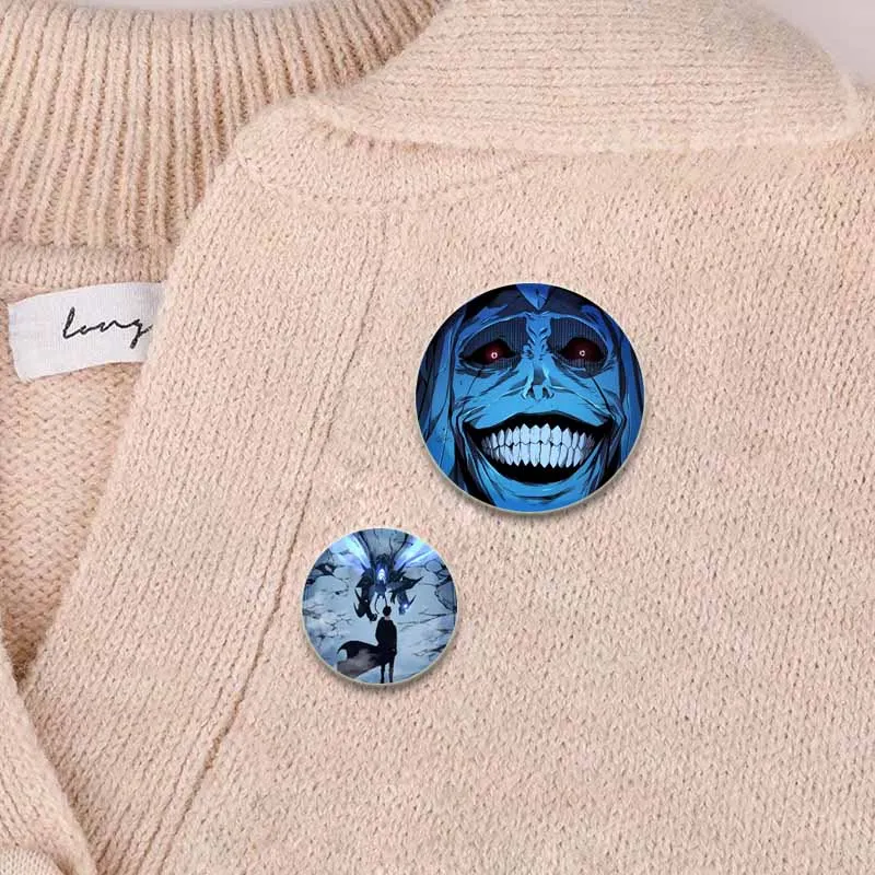 Anime Solo Leveling 32/44/58mm Simple Button Pins,Round Snap in Design Brooch,Daily Stylish Ornament Badge,Ideal Gift for Friend