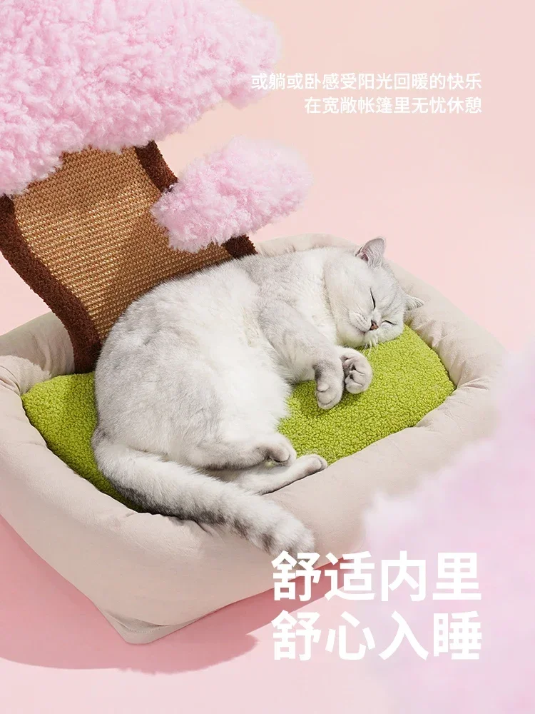 Cherry Blossom Tree Nest Sleeping Cat Scratch Board Warm Cat Bed Warm in Winter Cute and Bite resistant  Pet Bed