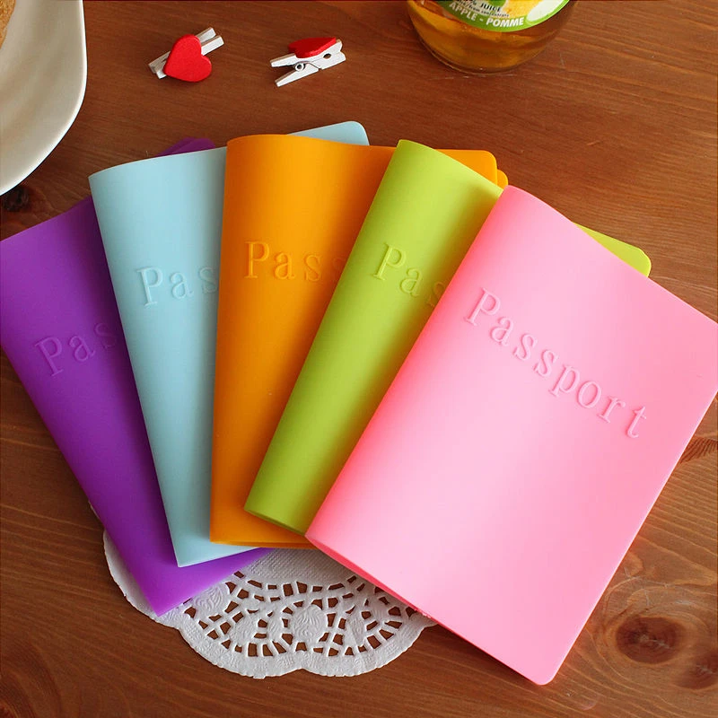 1Pc Business Cards Women Men Passport Holder Leather Bags Passport Cover Silicone Documents Folder