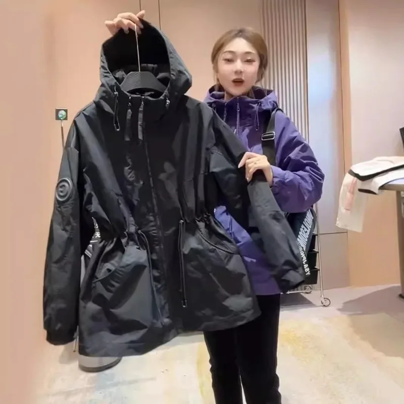 Hooded Patchwork Assault Suit 2025 Spring and Autumn New Casual Slim Fit and Age Reducing Baseball Jacket Female Clothing