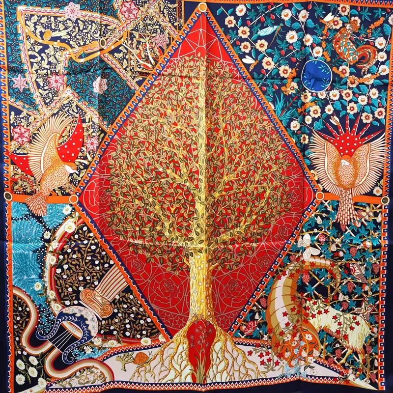 

FEIMANYUAN100 Silk Scarf Lady Oversized Square Shawl Wrap Gold High Quality 110cm