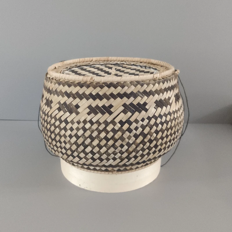 Packed rice Lao sticky Thai handmade bamboo woven basket tea box imported ornament