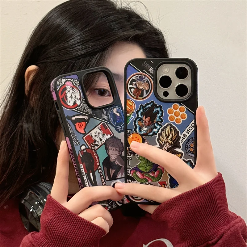 Cute Dragon Ball Phone Case for Apple iPhone 17 16 15 14 13 12 Pro Max Luxury Cartoon Anime Jujutsu Kaisen IMD Shockproof Cover