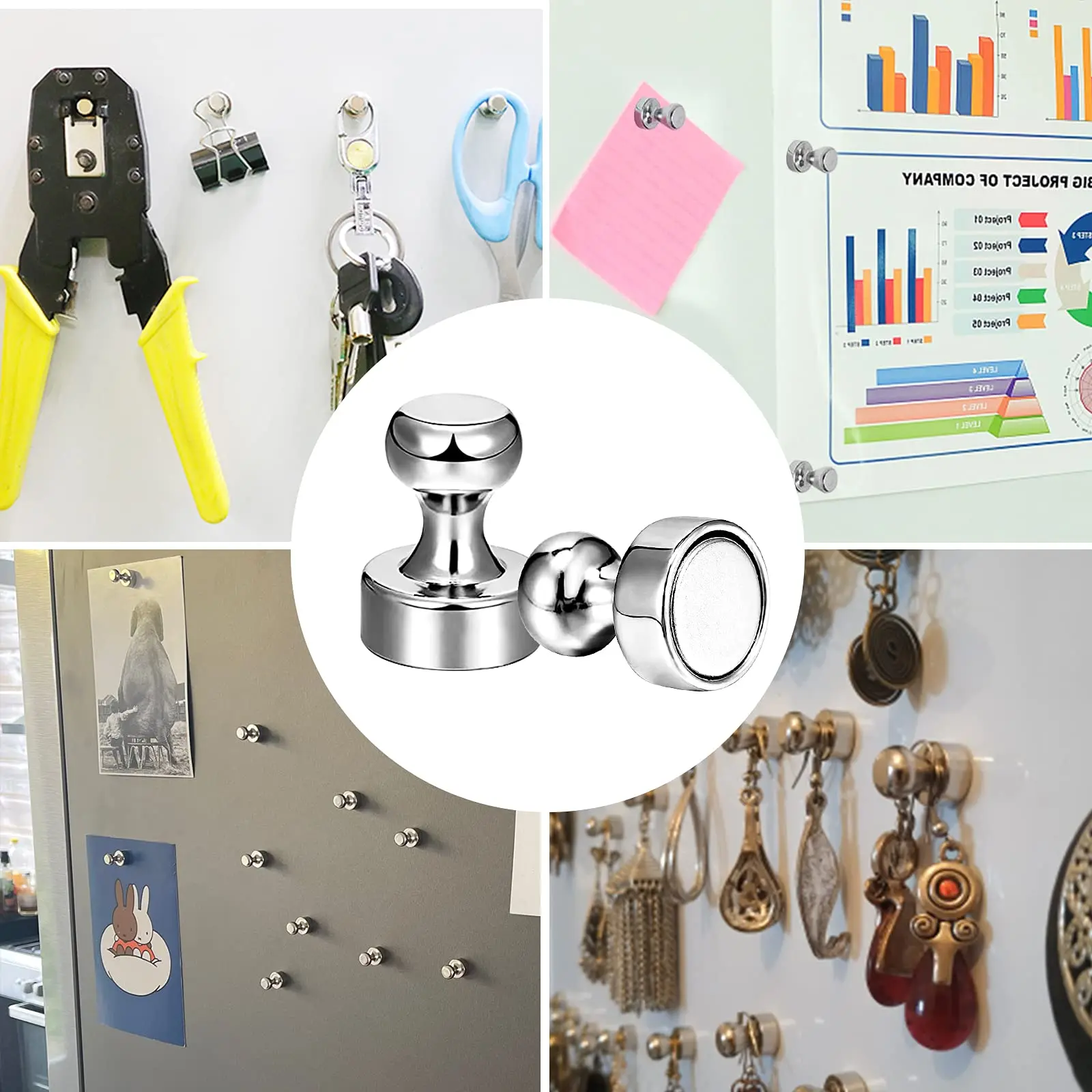 Chinchetas magnéticas con imán de neodimio súper fuerte, chinchetas con ventosa, Pin de empuje magnético de acero para pizarra blanca de refrigerador, 3/5/10 Uds.