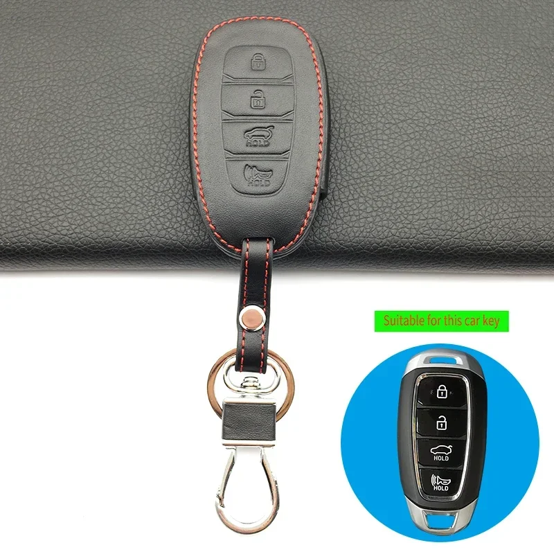 New High Quality Genuine Leather Car Key Case Cover for Hyundai Azera GRANDEUR IG 2016 2017 4 Buttons Remote Control Shell