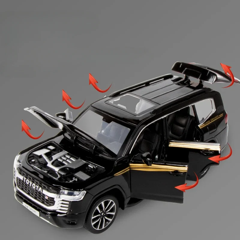 LC300 GR Sport Edition Simulation 1/32 Land Cruiser Alloy SUV Car Model Ornament Toy Diecast Children Boy Gift  Home Decor