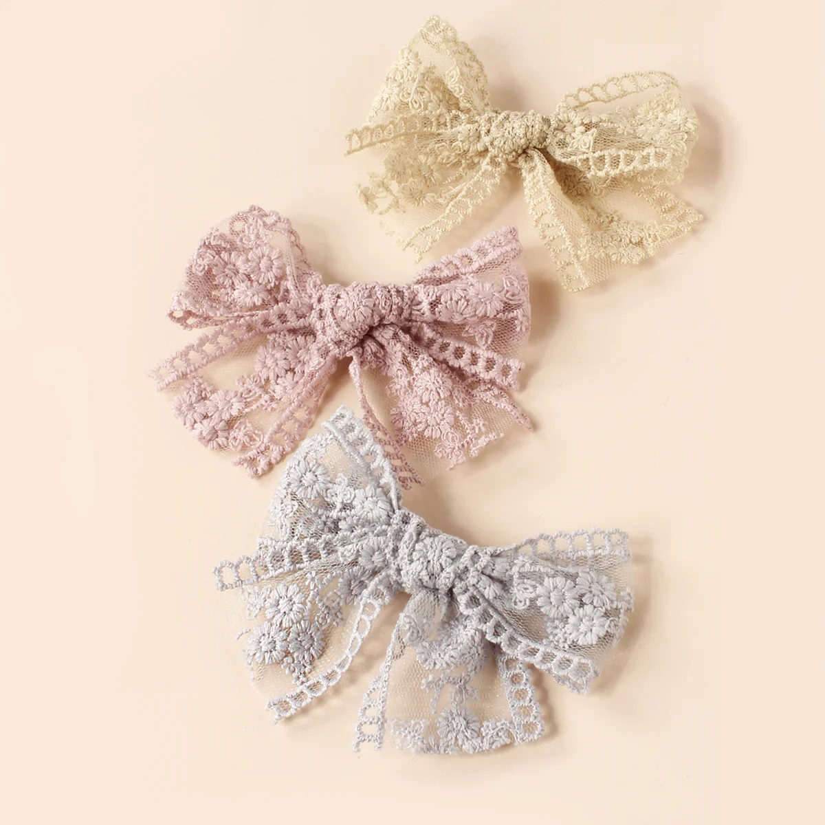 3Pcs/Set Girls Princess Hair Accessories Lace Bow Hairpins For Children Kids Cute Bang Clips