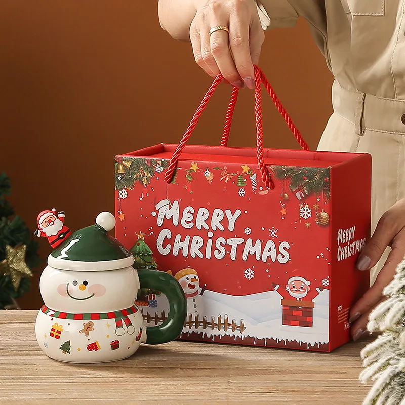 

Ceramic Mug Cartoon Mug Home Drinking Water Cup Snow Man Santa Claus Cup Breakfast Dessert Milk Mug for Kids Xmas gift box Gift