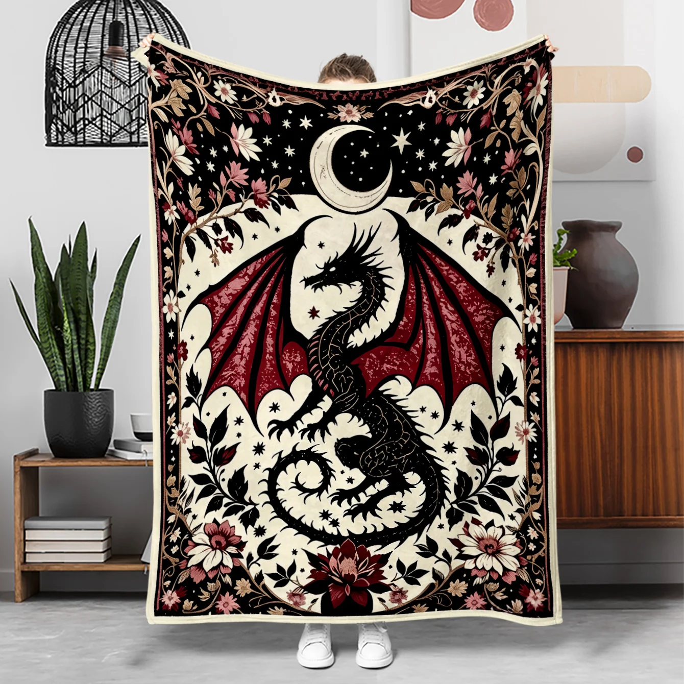 Gothic La Catrina Tattoo Pattern Blanket Soft Flannel Throw Warm Skin Friendly Rug For Bedroom Sofa Decor