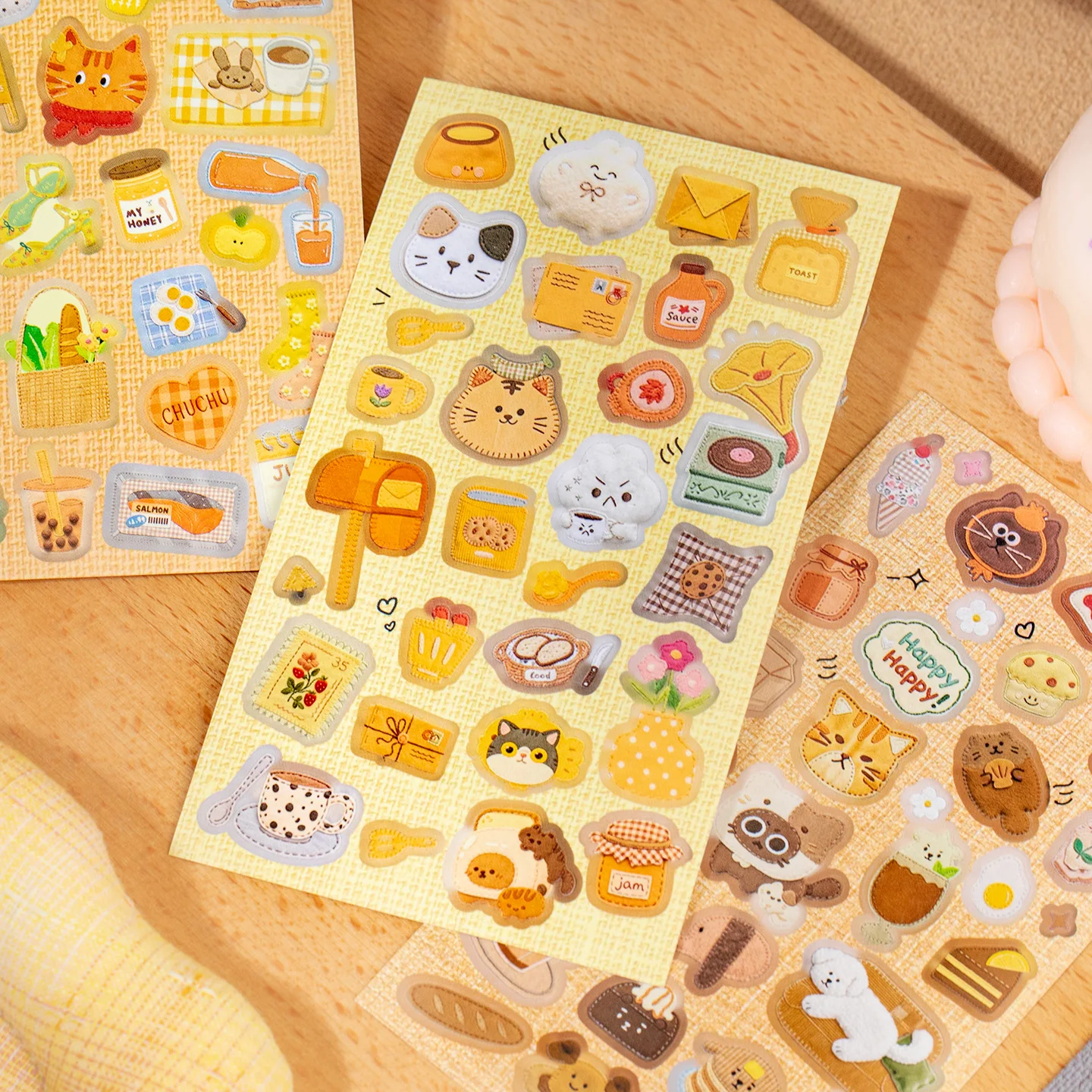 JIAMEI 20sheets patchwork cat series Kawaii cartoon cat imitation knitting pattern die-cut sticker book DIY diary scrapbook