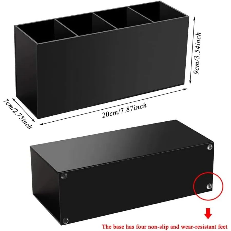 Boîte de rangement de bureau à trois grilles, noir et blanc, 1 paquet, pour pinceaux de maquillage pour filles, rouge à lèvres, crayons à sourcils, présentoir idéal pour