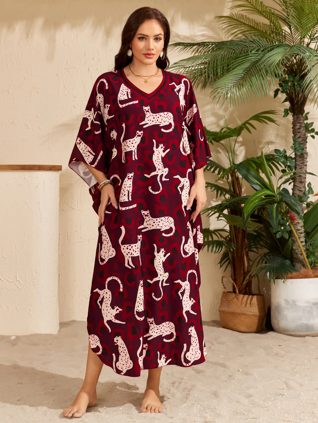 

Платья-муму больших размеров для женщин - бохо-кафтаны с рукавами «летучая мышь» и боковыми разрезами, длинные ночные сорочки и пляжные накидки