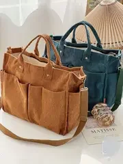 Cord-Umhängetasche Stilvolle Pendler-Schultertasche mit Mehreren Geräumigen Fächern Handtasche für Damen – Detail 17