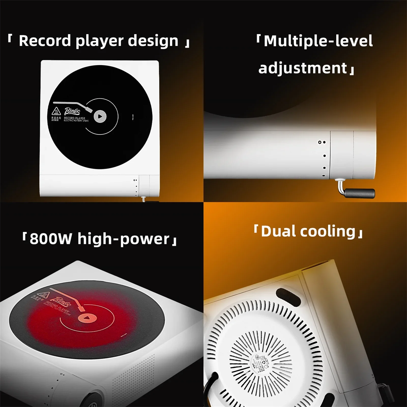 Bincoo 800W Mini Electric Ceramic Infrared Heating Furnace Milk Heater Coffee Moka Pot Induction Cooker Dual Heat Dissipation