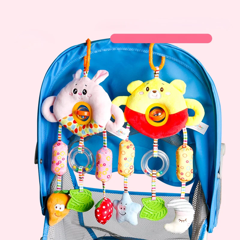 Sensory Stroller Hanging Rattles for Baby Soft Newborn Plush Animals Bed Bell Dolls Babies Development Handle Toys Toddlers Gift