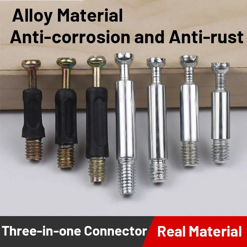 Cam Screw Lock for Furniture Drawer Dresser Connecting 3-in-1 Eccentric Wheel Compitable with Cabinet Pre-Inserted Lock Nut Bolt