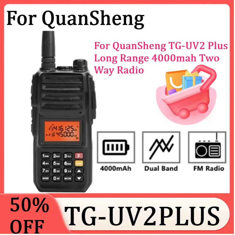 

TG-UV2 Plus Walkie Talkie 10W for QuanSheng TG-UV2 Plus Long Range 4000mah Two Way Radio VHF UHF Dual Band Analog UV2Plus UV 82