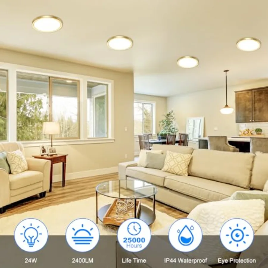 7 Inch LED Ceiling Light, Small 15W Slim Flush Mount Ceiling Light 3000K/4000K/6500K Adjustable, Modern Round Ceiling Lighting
