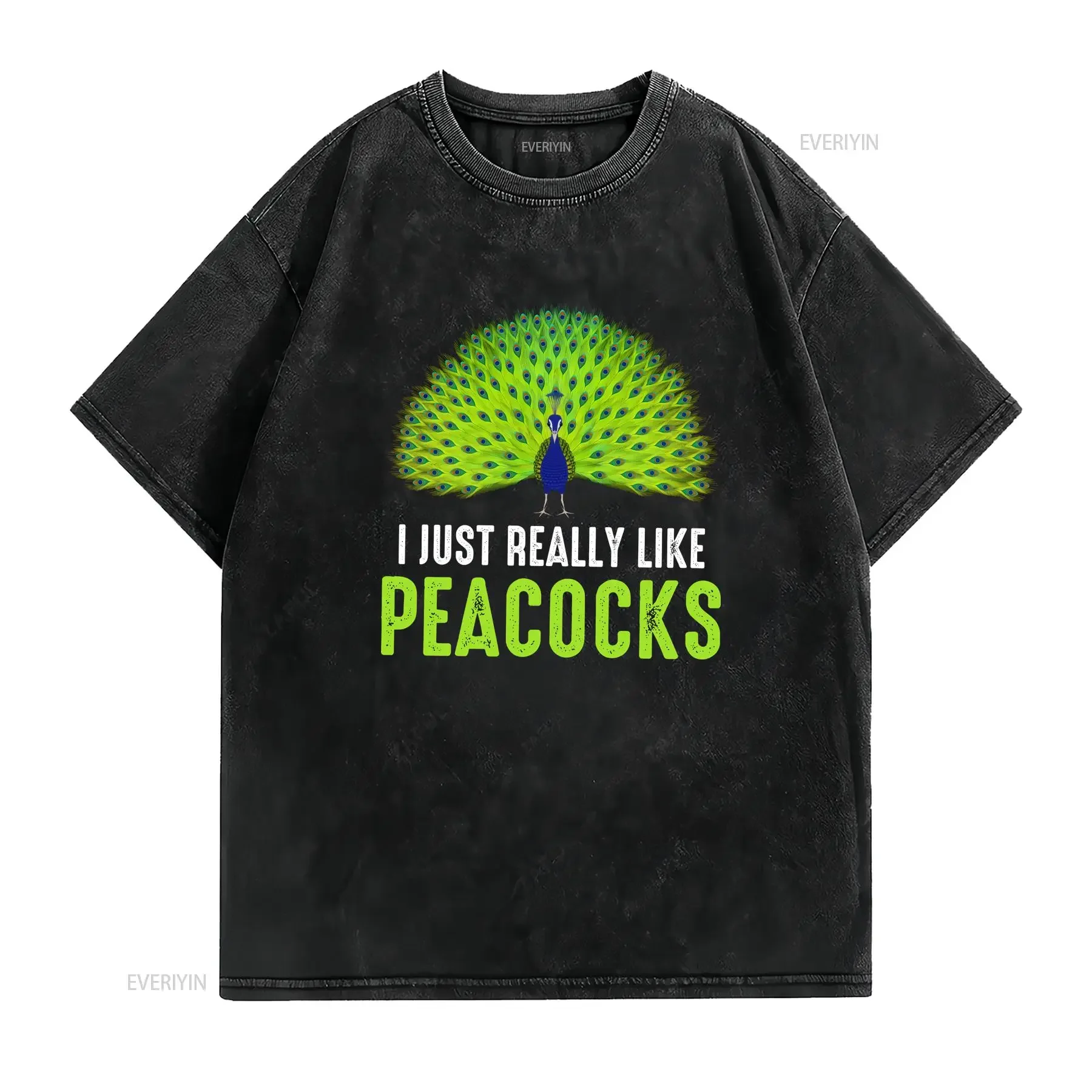 Peacock Lovers T Shirt Funny I Just Really Like Peacocks Bird Animal Lover For Kids  vintage Washed Versatile