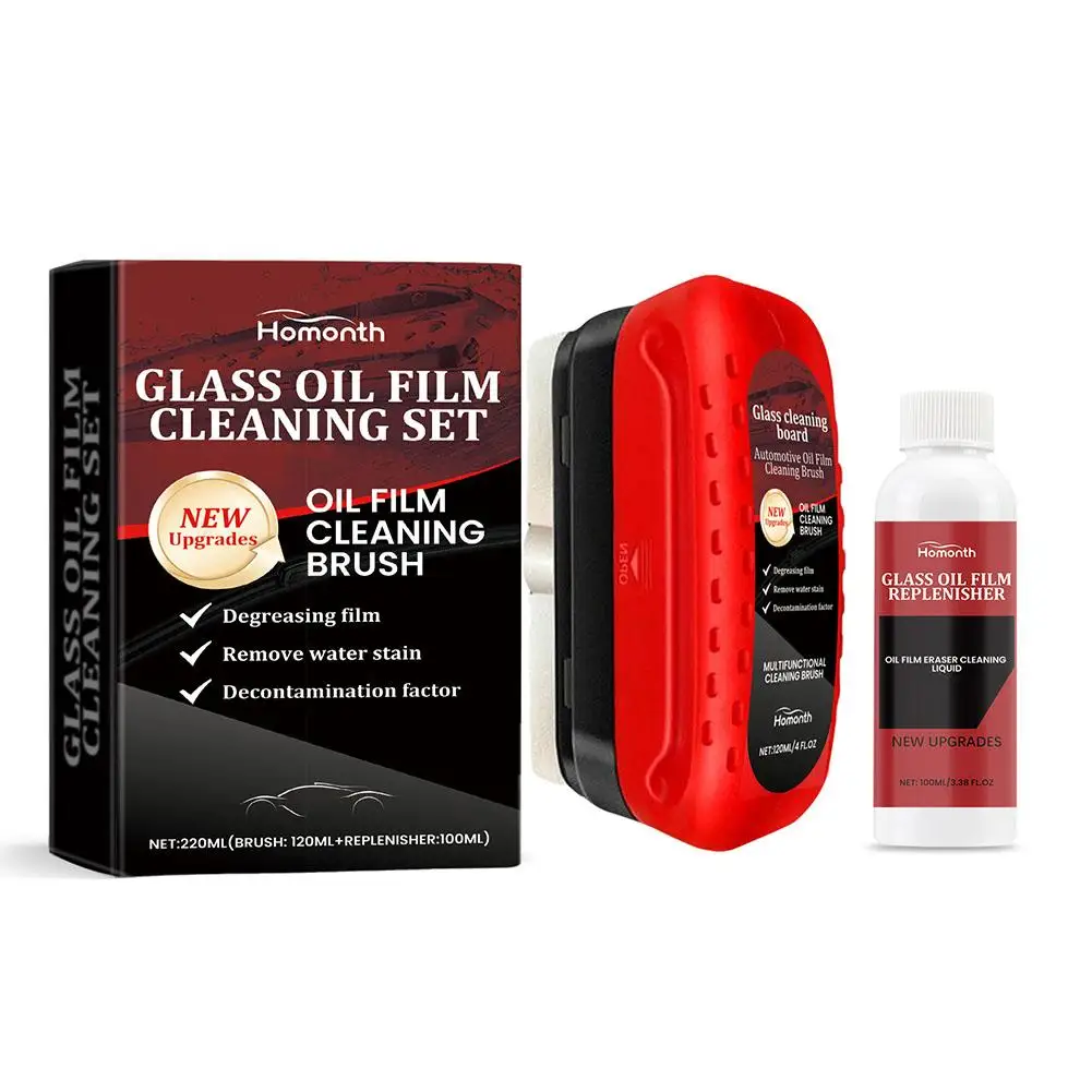 Glass Film Cleaning Kit Strong Stain Removal Waterproof Car Agent Refreshing Cleaning Supplies Polishing Windshield W4J3