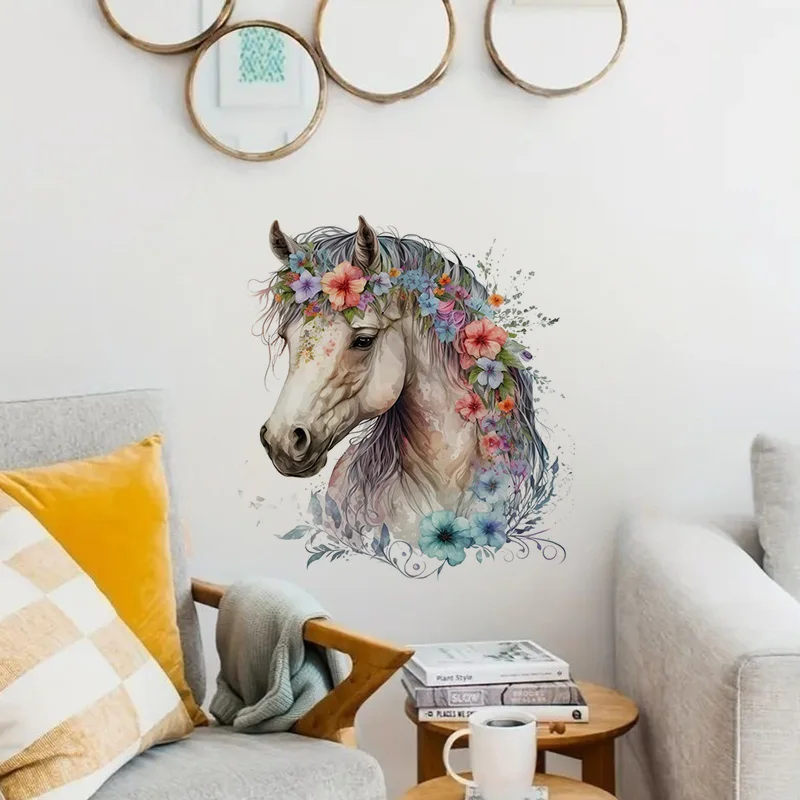 

1pc Horse Animal Watercolor Sticker, Water-proof Home Wall Decal, Used for Wall, Bathroom, Cabinet, Door,Toilet, Car, Laptop