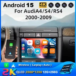 9β Android 15 Car Radio For Audi A4 II 2 B6 III 3 B7 2000-2009 S4 2002-2008 RS4 2005-2009 2Din Multimedia 4G Auto Carplay Stere