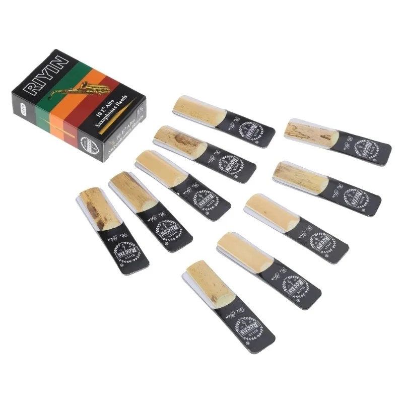Ten‑Pack Natural Cane Alto Saxophone Reeds Strength 2.5 Hand‑Polished Woodwind Spare Attachment Delivers Resonance for Learners