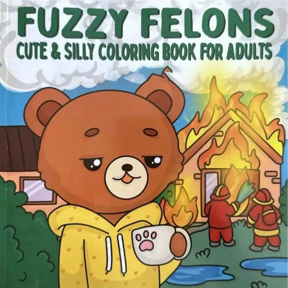 Fuzzy Felons Adult Coloring Book - Calming Scenes with Cute Animal Characters Stress Relief Drawing Book for Teens