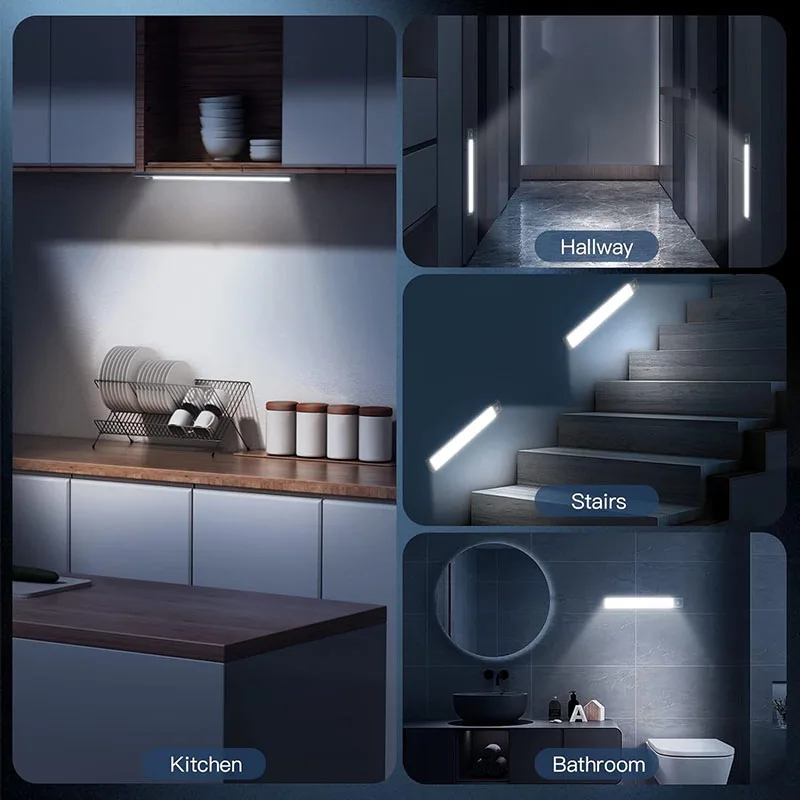 Under Cabinet Lights LED Rechargeable Motion Sensor Light Indoor Magnetic Dimmable Closet Lights, Wireless Under Counter Lights