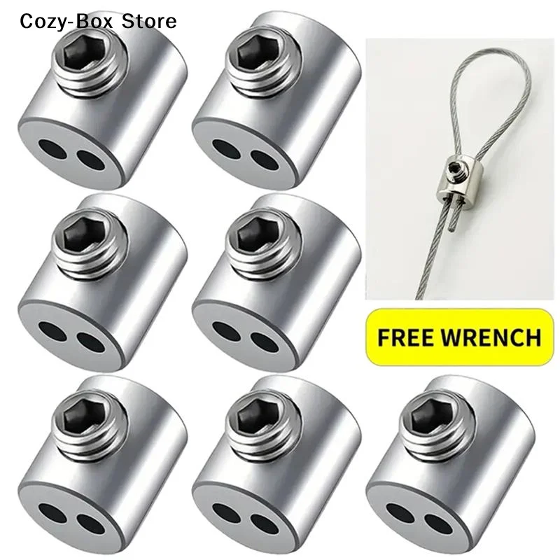 [ZY]5Pcs Steel Wire Rope Clamp Stainless Steel Cable Hanging Clip Double hole Adjustable Screws Fixed Hardware Accessories[ZY]