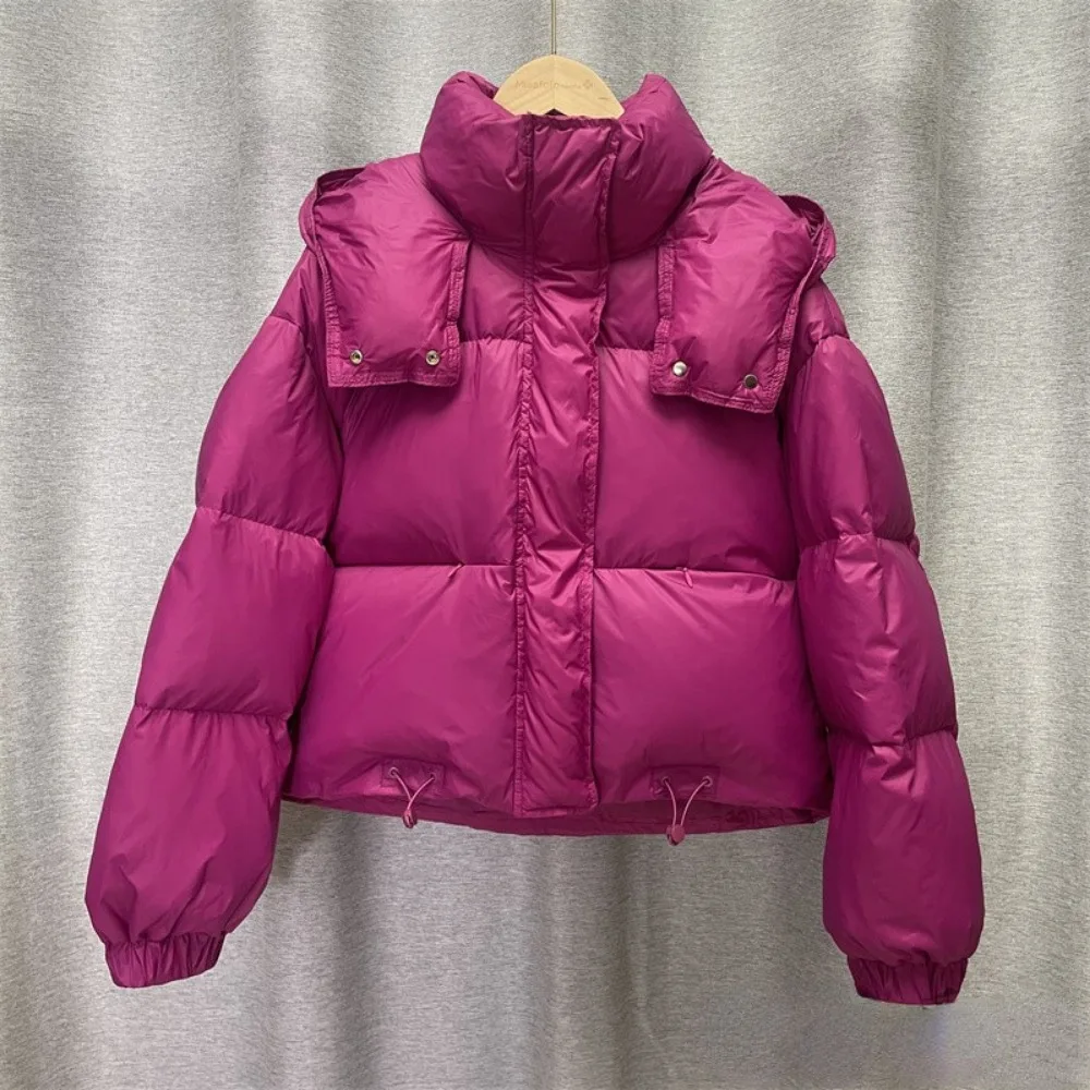 Down Jacket for Women Winter 90 White Duck Hooded Warm Down Coats Casual Loose Short Thick New Fashion Lightweight Puffy Jacket