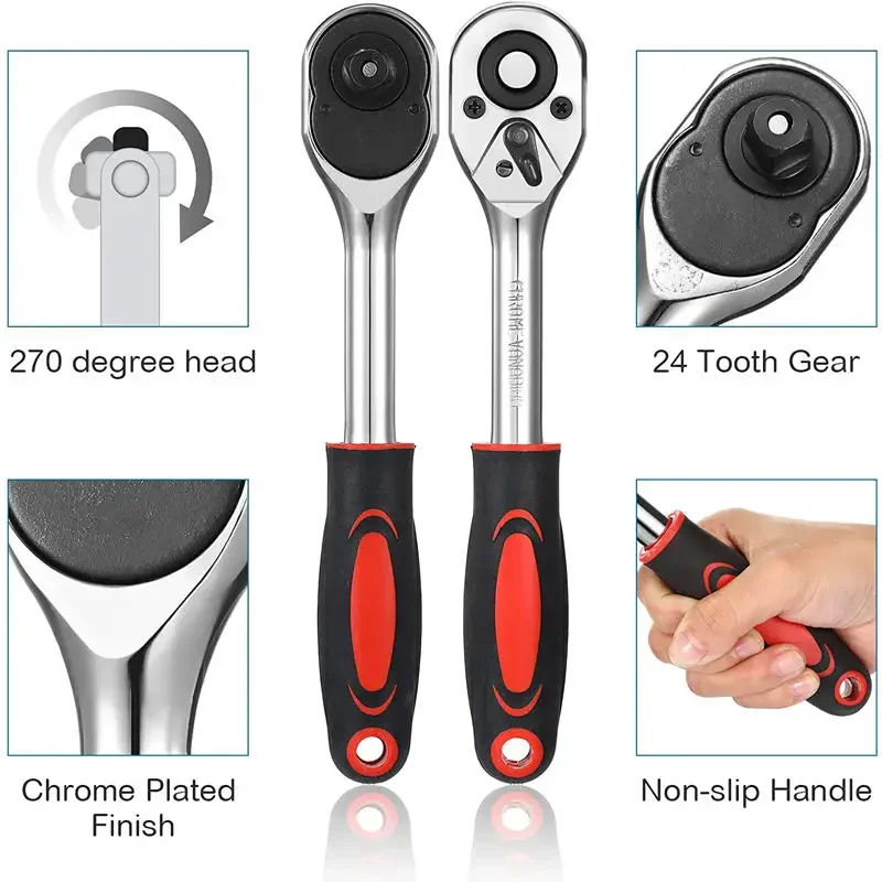 

Многофункциональный ручной инструмент «сделай сам», гаечный ключ с трещоткой, 1/4 3/8 дюйма, ключ с трещоткой, 24-зубчатый привод, торцевой ключ с трещоткой, инструмент