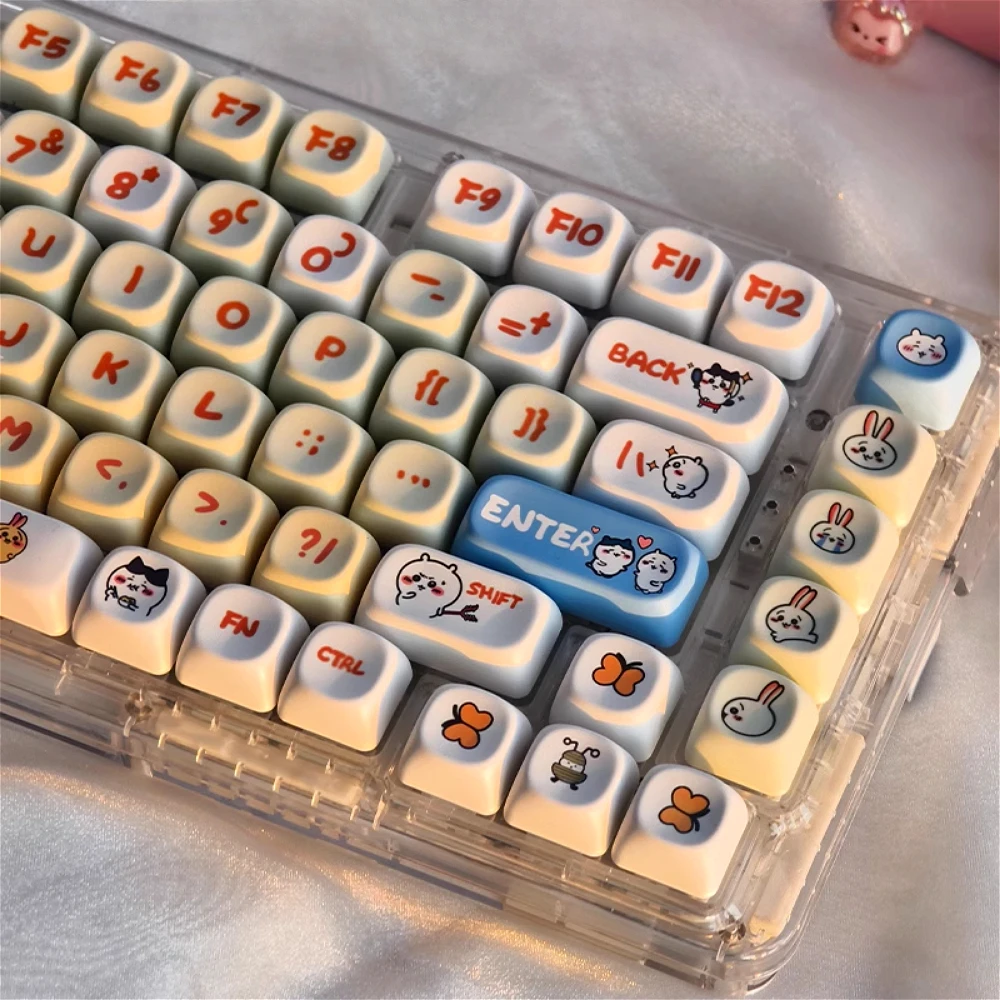 MOA Keycap Set PBT 135 Keys Cartoon Usage Cute Girl Keycaps for 60/84/98/108 MX Switch Mechanical Keyboard Profile