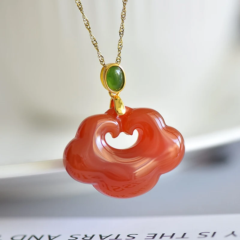 red-agate-lucky-charm-pendant-women's-pure-silver-jade-lock-necklace-mother's-day-birthday-gift-original-design-crystal-semi