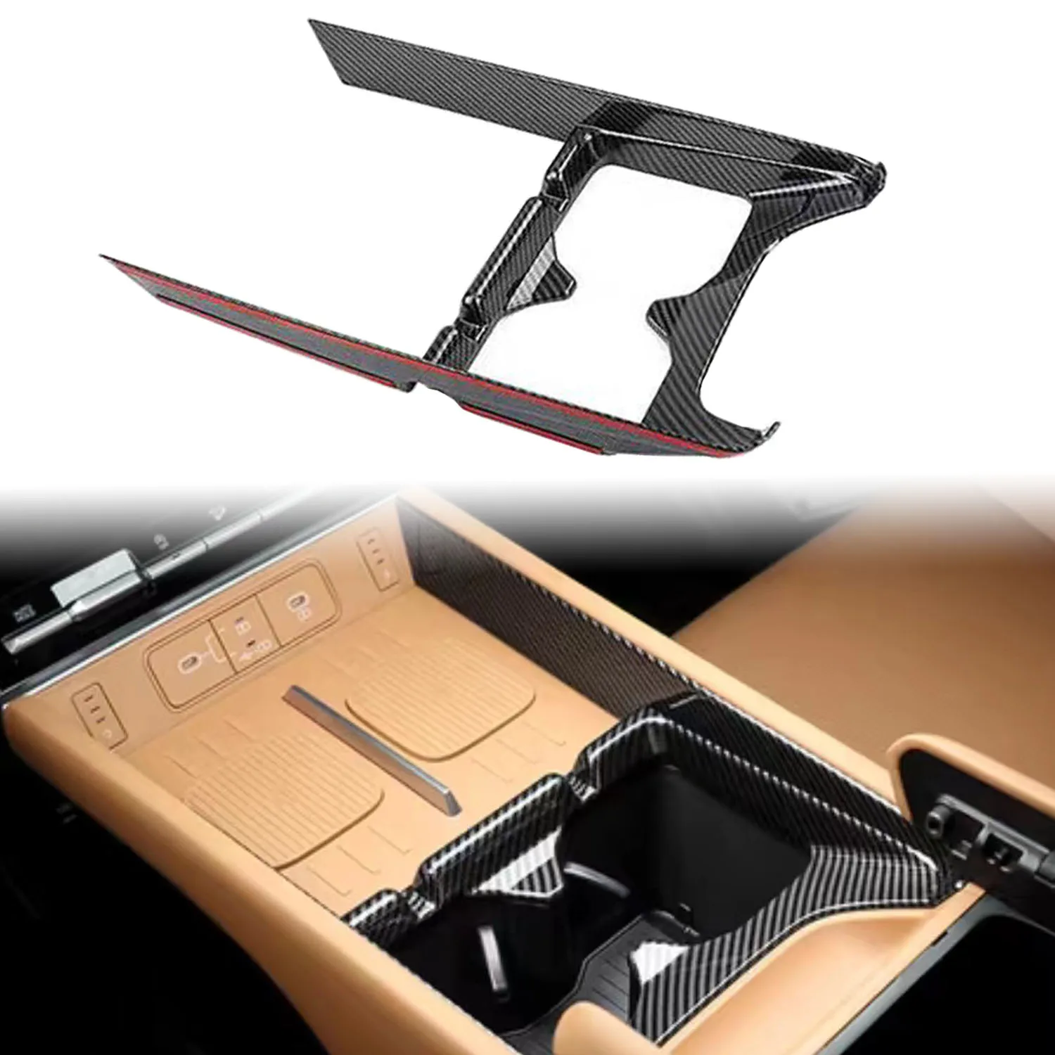 

For Hyundai Santa Fe 2024 2025 Car Interior Gear Shift Panel Cover Decor Trim ABS Carbon Style Accessories 1pcs