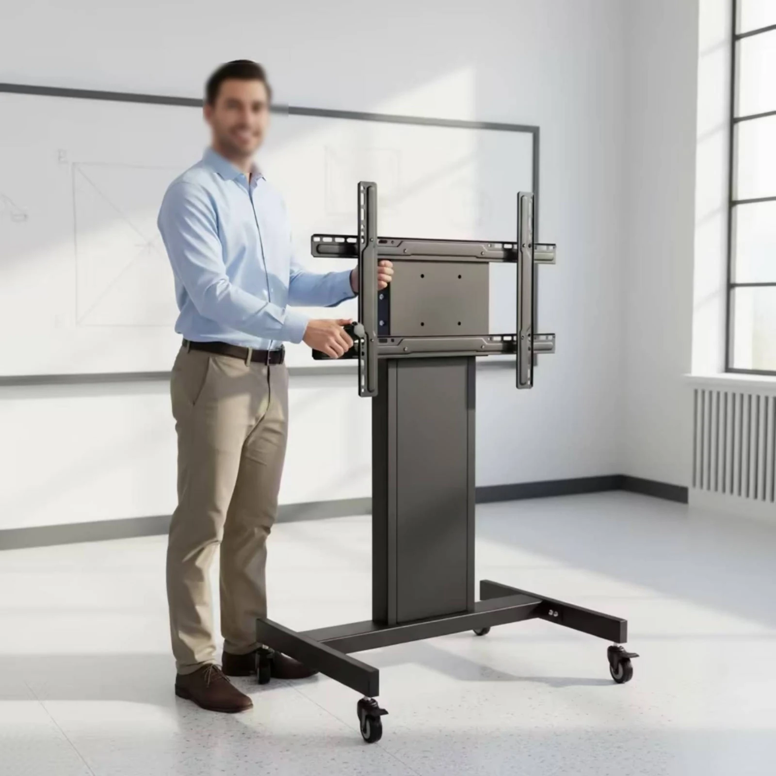 Mobile TV Cart Portable Mobile TV Stand Universal Stylish for Presenters, Conference Rooms, Classrooms