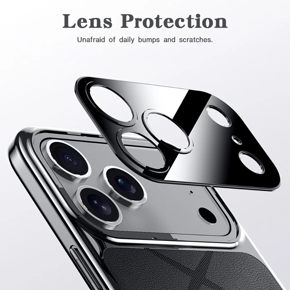 Frame Leather Plating For iPhone 17 Pro Max 17 Pro 17 16 13 15 14 Air Luxury Case Camera Protect Shockproof Bumper Cover Phone - view 4