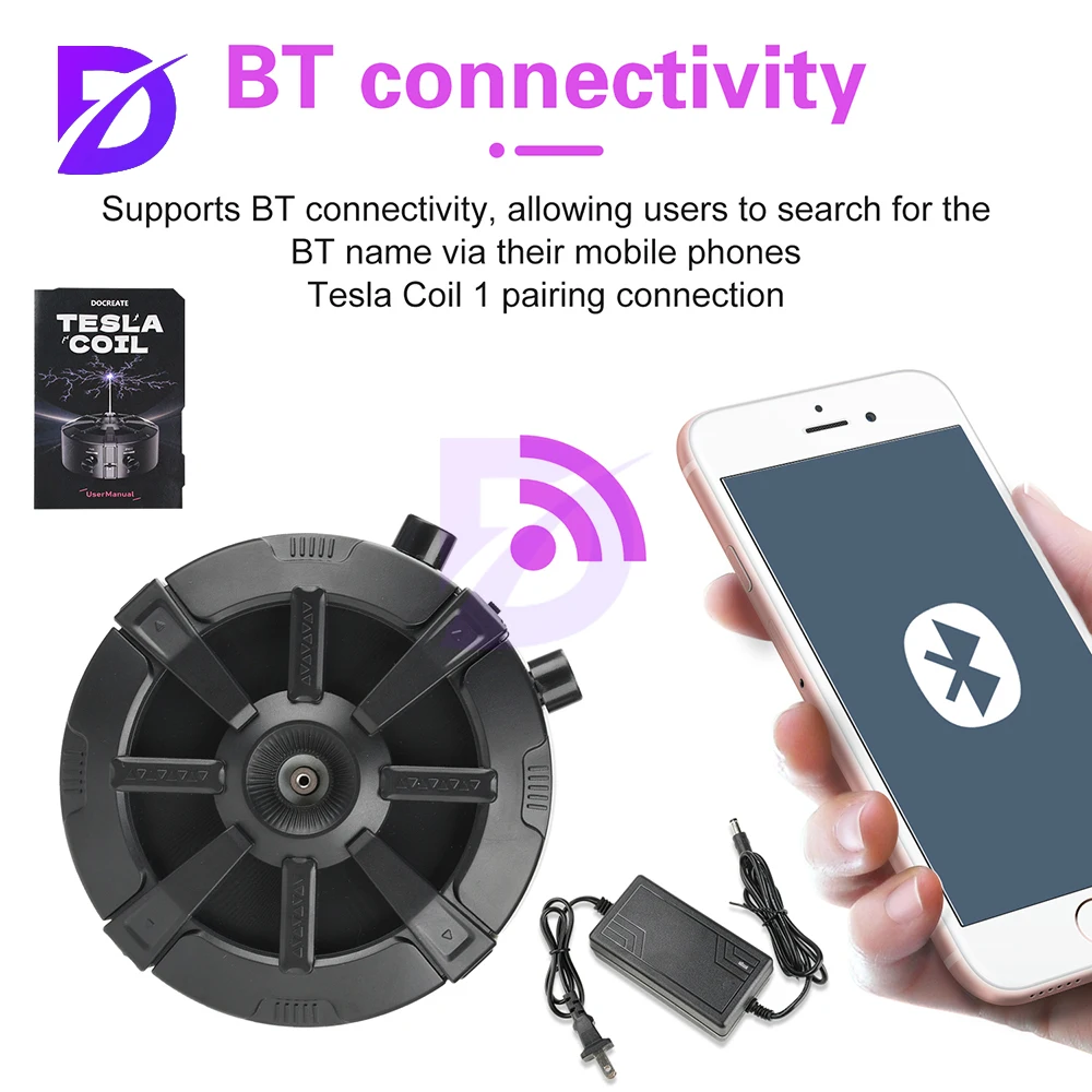 AC220 ~ 110 V Tesla Spule Blitz Bluetooth Musik Box Arc Generator Künstliche Blitz Berührbar Experimentelle Modell