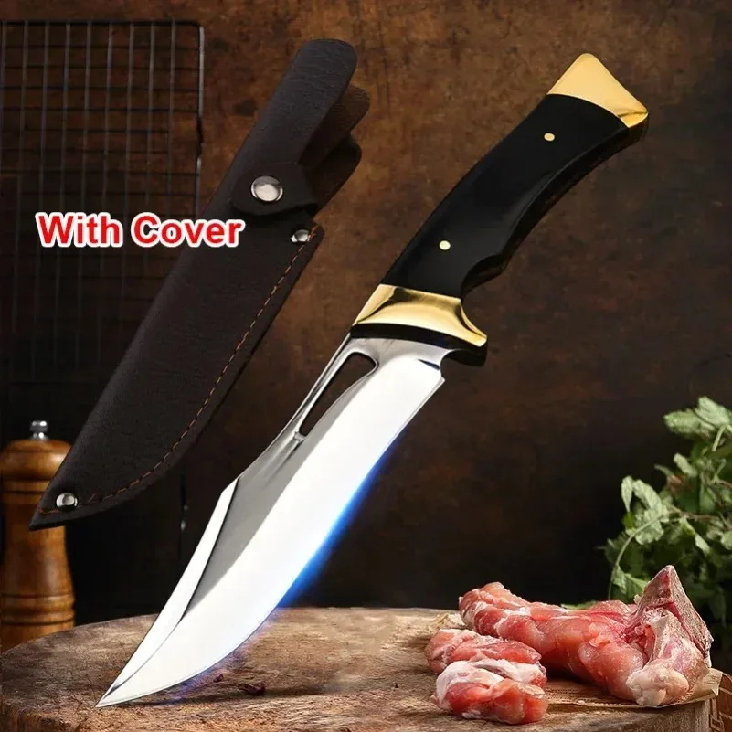 Hand Forged Butcher Cleaver BBQ Knife Boning Utility Knife Stainless Steel Meat Fish Fruit Vegetable Chef Slicing Kitchen Knife